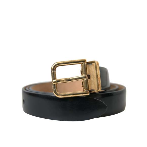 Dolce & Gabbana Black Calf Leather Classic Metal Buckle Belt main image 0